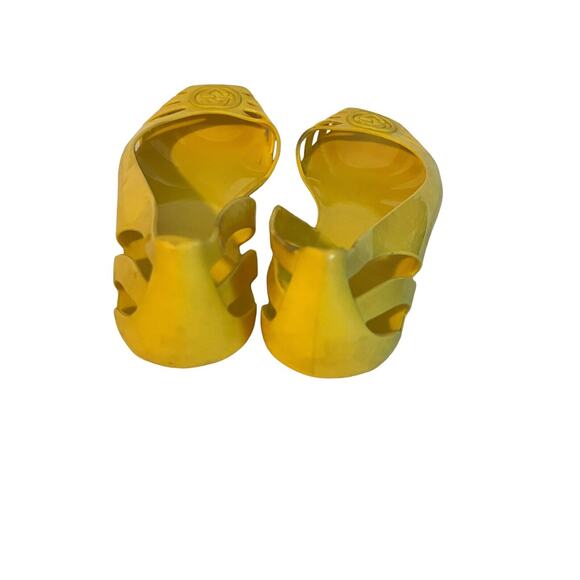 Gucci Marola Rubber Jelly Interlock GG Flat Sandals •Women 39/8.5• Yellow Italy - Picture 8 of 10